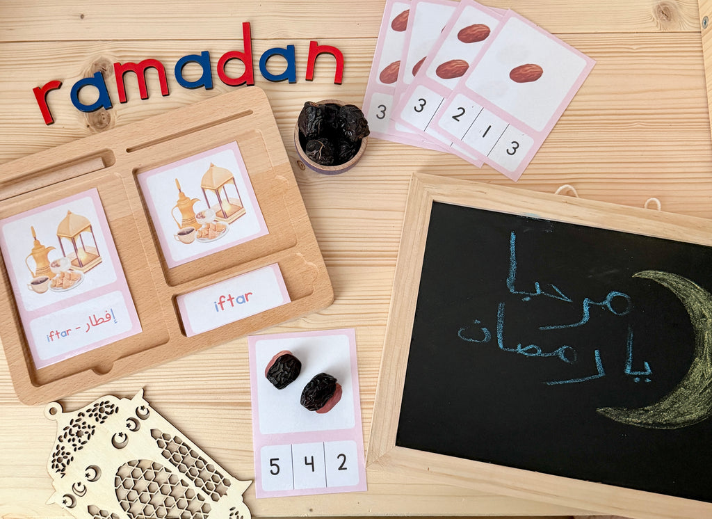 MONTESSORI PRINTABLE - roze serie Ramadan woordkaarten