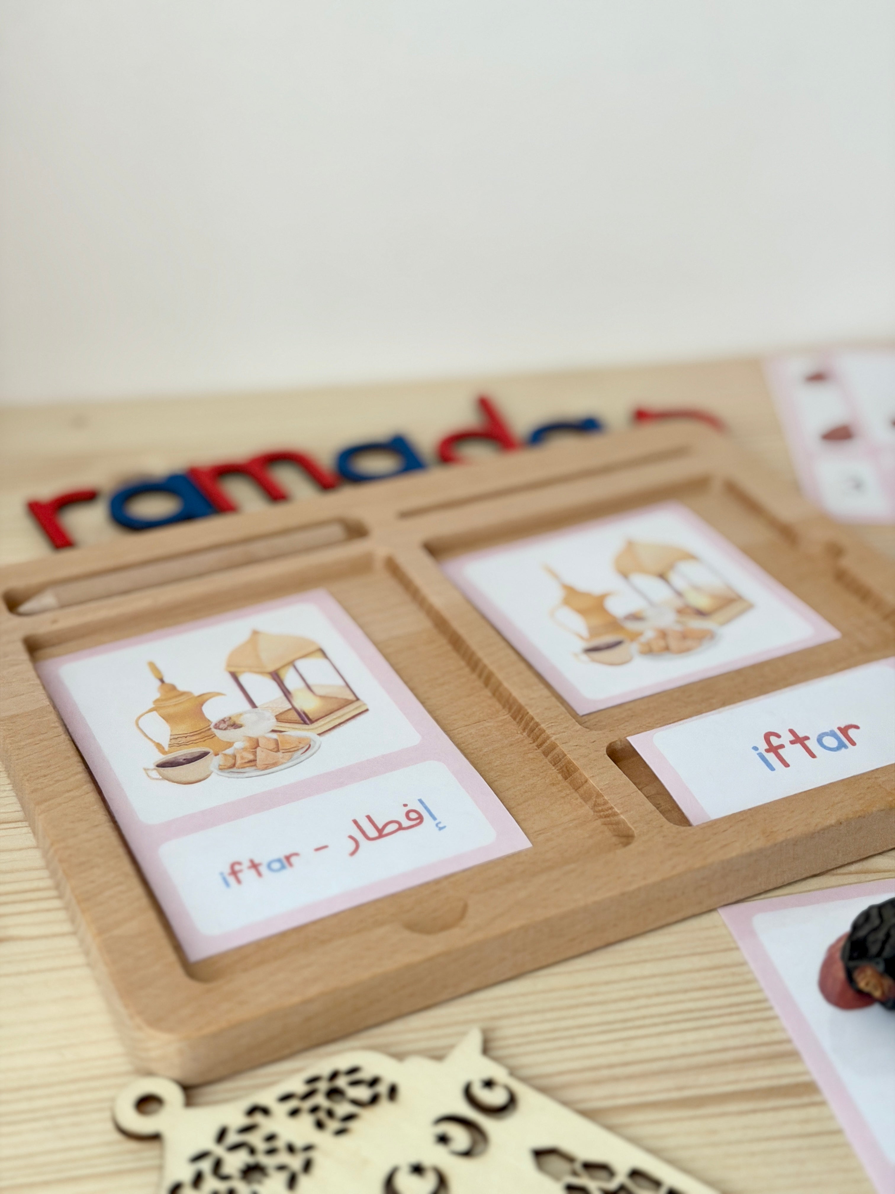 MONTESSORI PRINTABLE - roze serie Ramadan woordkaarten
